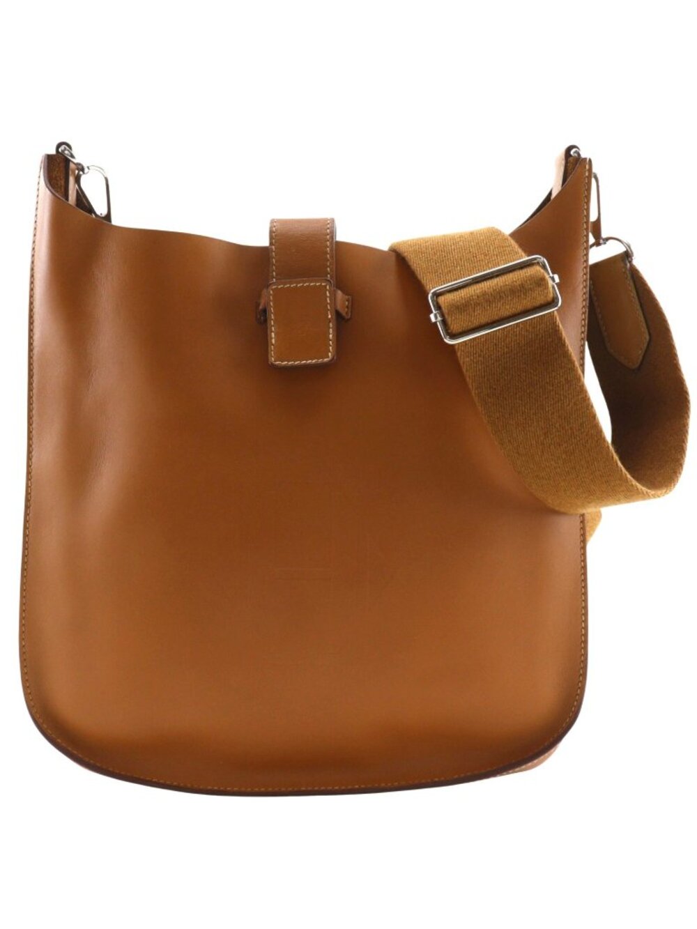 Hermes Evelyne Sellier Vache Hunter Gold Brown Silver Shoulder Bag